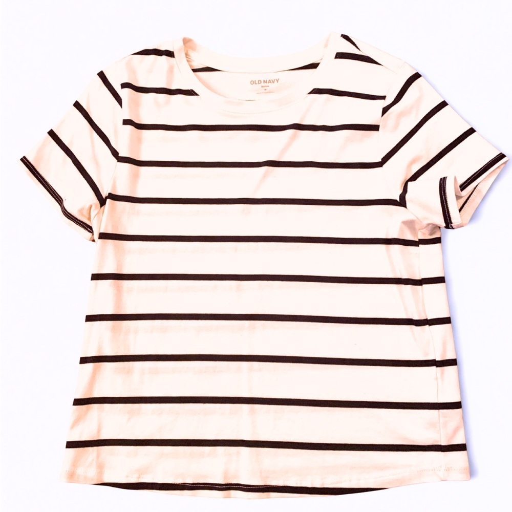 Old Navy Kids Cream and Black Striped Tee